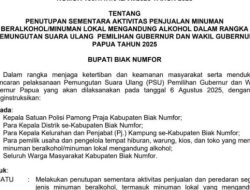 PSU dan HUT RI ke-80, Biak Numfor Wajib Bebas Minuman Beralkohol!